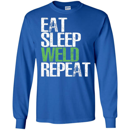 Welding T-shirt Eat Sleep Weld Repeat Royal
