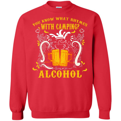 You Know What Rhymes With Camping Alcohol Beer Camping Gift Shirt Red