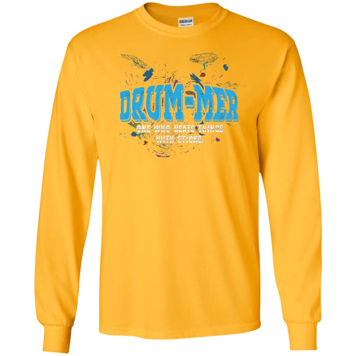 Drummer Definition T-shirt Drummer One Who Beats Things With Stick Gold