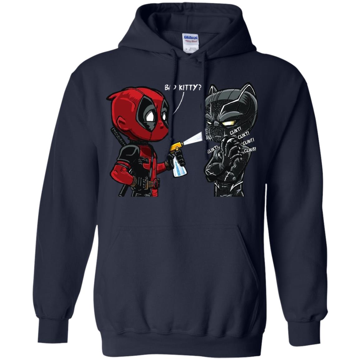 Deadpool Black Panther Bad Kitty Film Lover T-shirt Navy