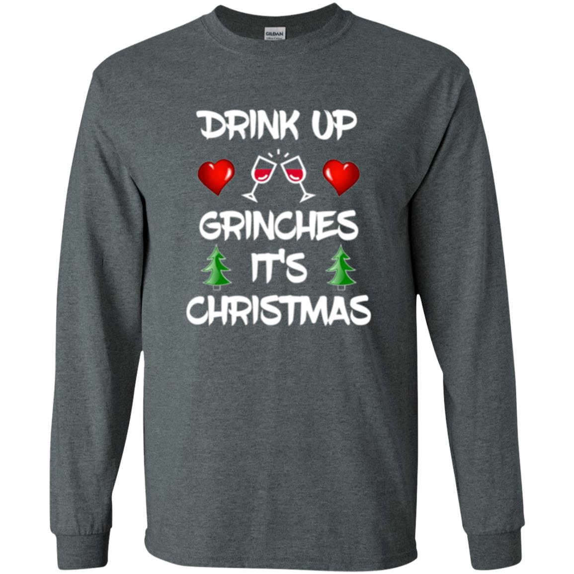 Christmas T-shirt Drink Up Grinches It_s Christmas Dark Heather