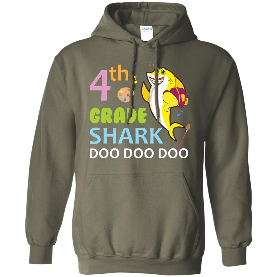 4th Grade Shark Doo Doo Doo Back To School T-shirt Military Green