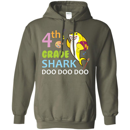 4th Grade Shark Doo Doo Doo Back To School T-shirt Military Green