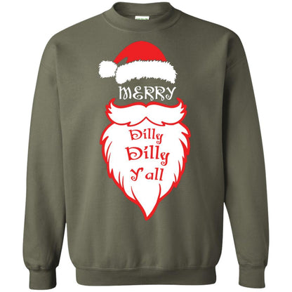 Christmas T-shirt Merry Dilly Dilly Y'all Military Green