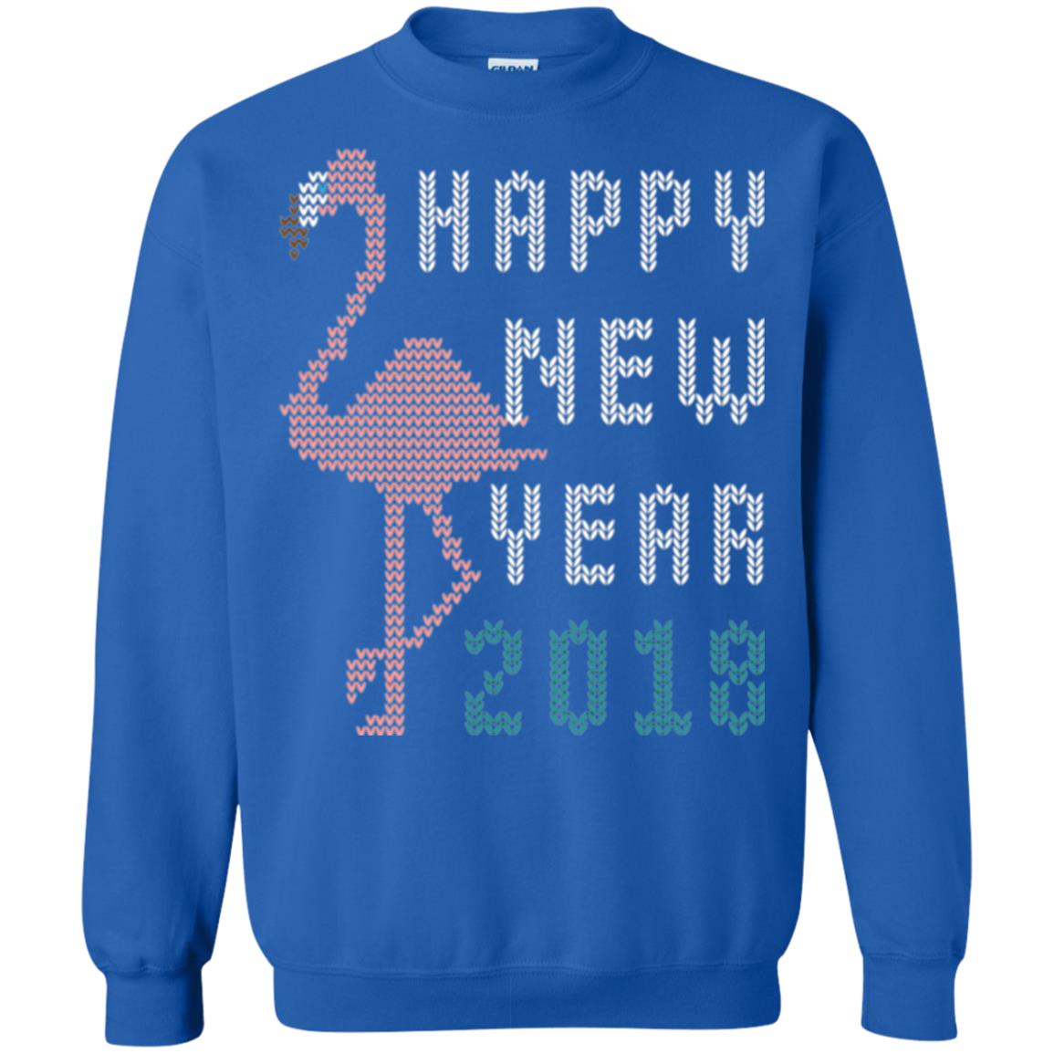 Happy New Year 2018 T-shirt Pink Flamingo Royal