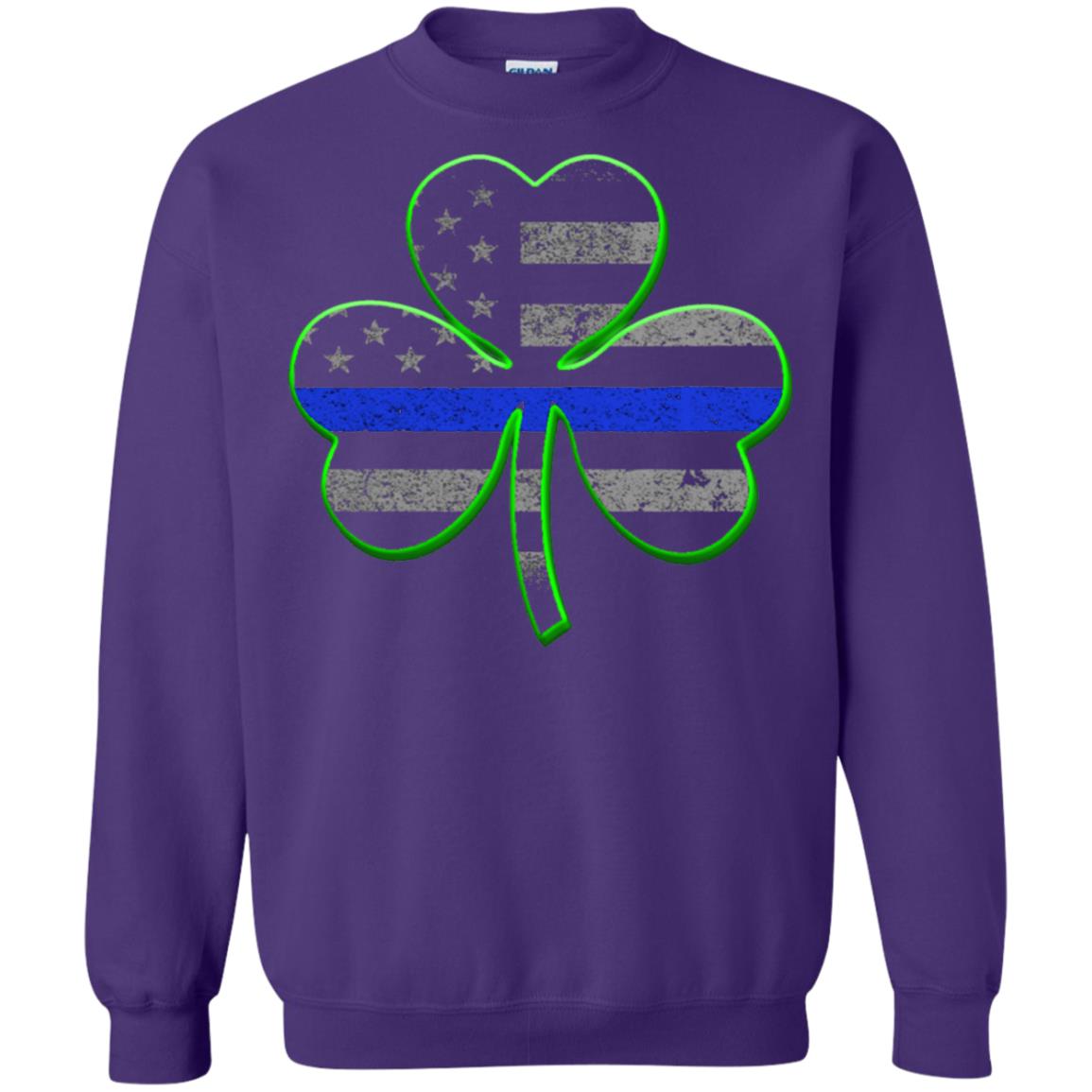 Thin Blue Line St Patrick_s Day Clover T-shirt Purple