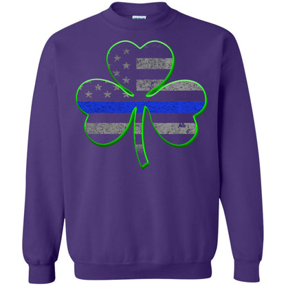 Thin Blue Line St Patrick_s Day Clover T-shirt Purple