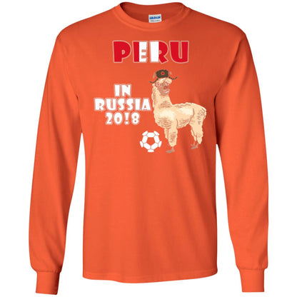 Soccer T-shirt Peru National Team Llama In Russia 2018 Cup Orange