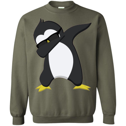 Christmas T-shirt Dabbing Penguin T-shirt Military Green