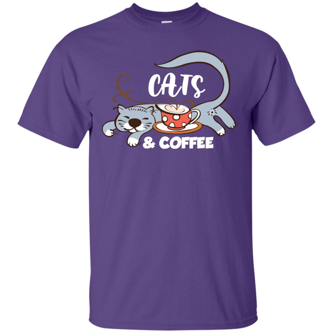 A Good Day Start With Cat And Coffee Cat Lover T-shirt Purple