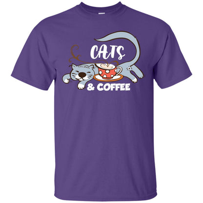 A Good Day Start With Cat And Coffee Cat Lover T-shirt Purple