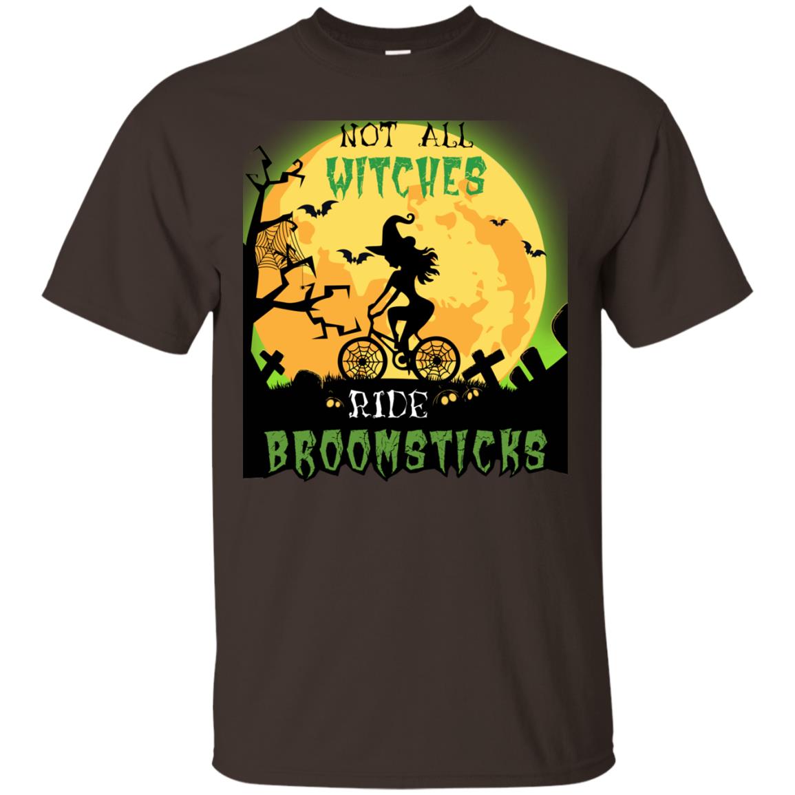Not All Witches Ride Broomsticks Witches Ride A Bicycle Funny Halloween Shirt Dark Chocolate