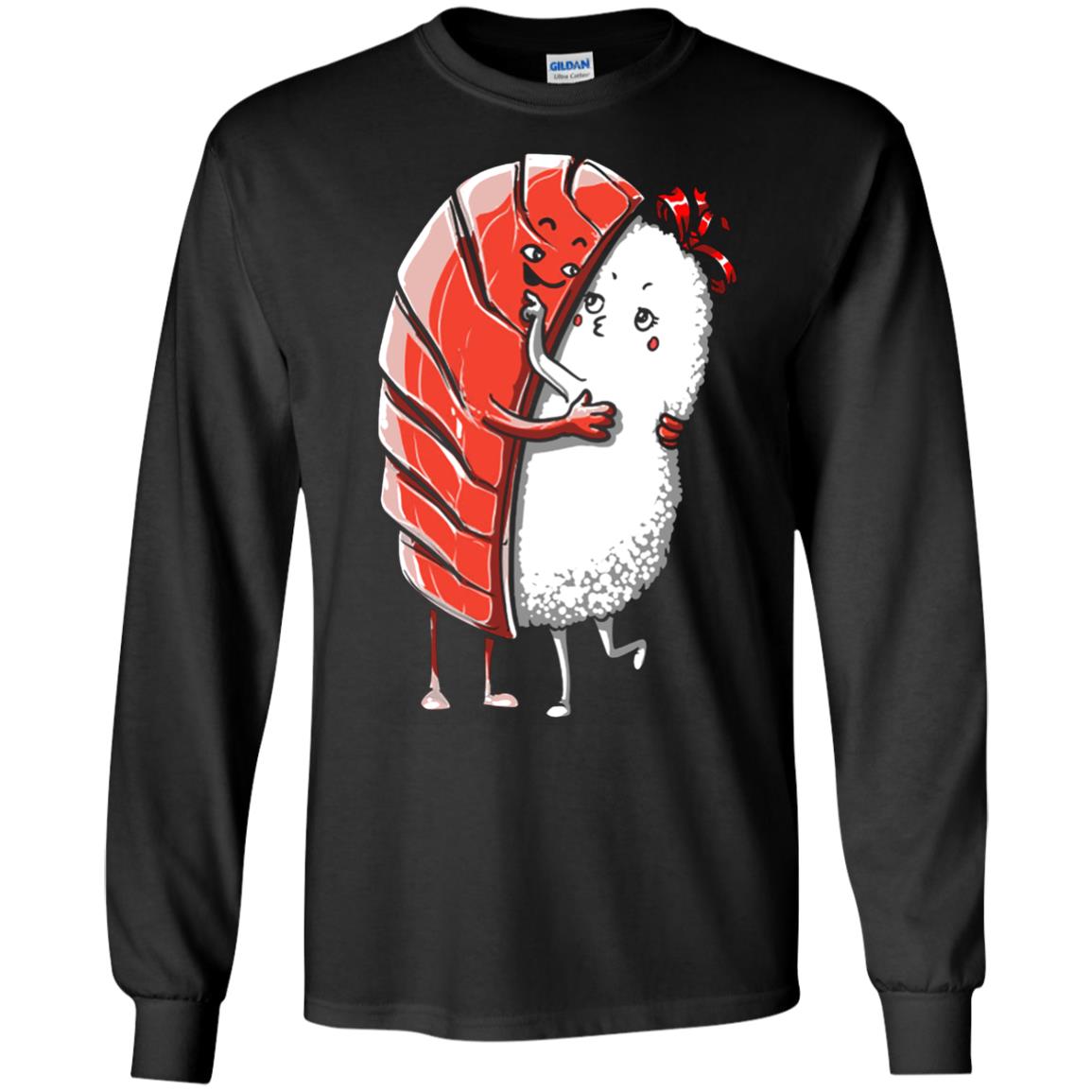 Sushi Lover T-shirt Salmon Sashimi Sushi Hug Love Black