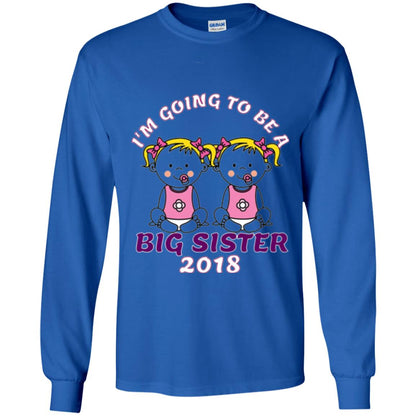 Family T-shirt I_m Going To Be A Big Sister Of Twins 2018 Royal