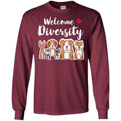 Dog Lover T-shirt Welcome Diversity Maroon