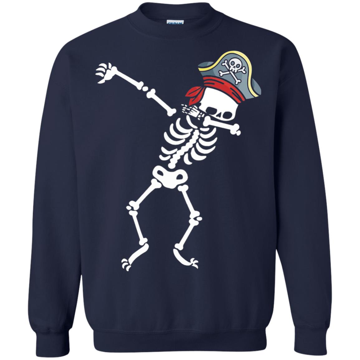 Dabbing Skeleton With Pirates Hat T-shirt Navy