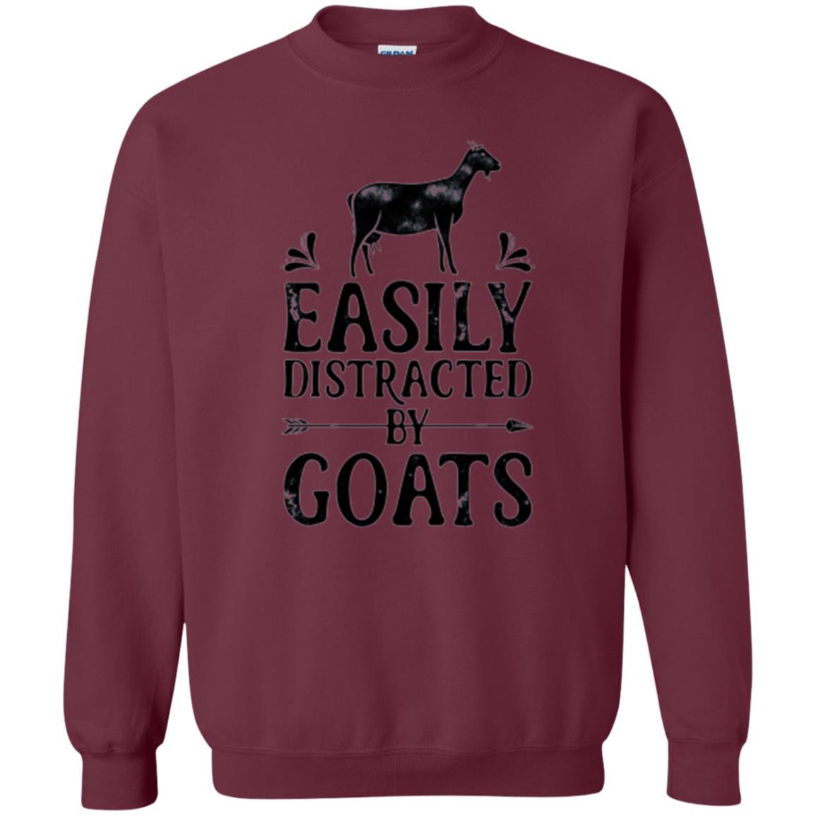 Goat Lover T-shirt Easily Distracted By Goats Maroon