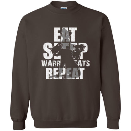 Cat Lover T-shirt Eat Sleep Warrior Cats Repeat Dark Chocolate