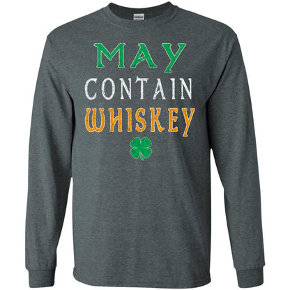 May Contain Whiskey St. Patrick_s Day T-shirt Dark Heather