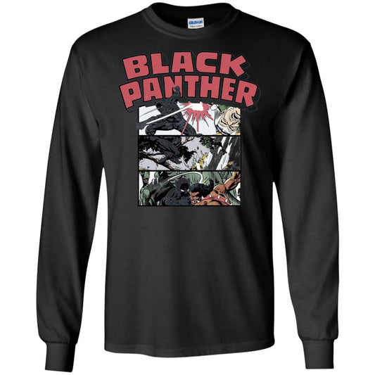 Black Panther Retro Comic Stacked Panel Art T-shirt Black