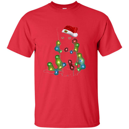 Christmas T-shirt Cat And Lights Red
