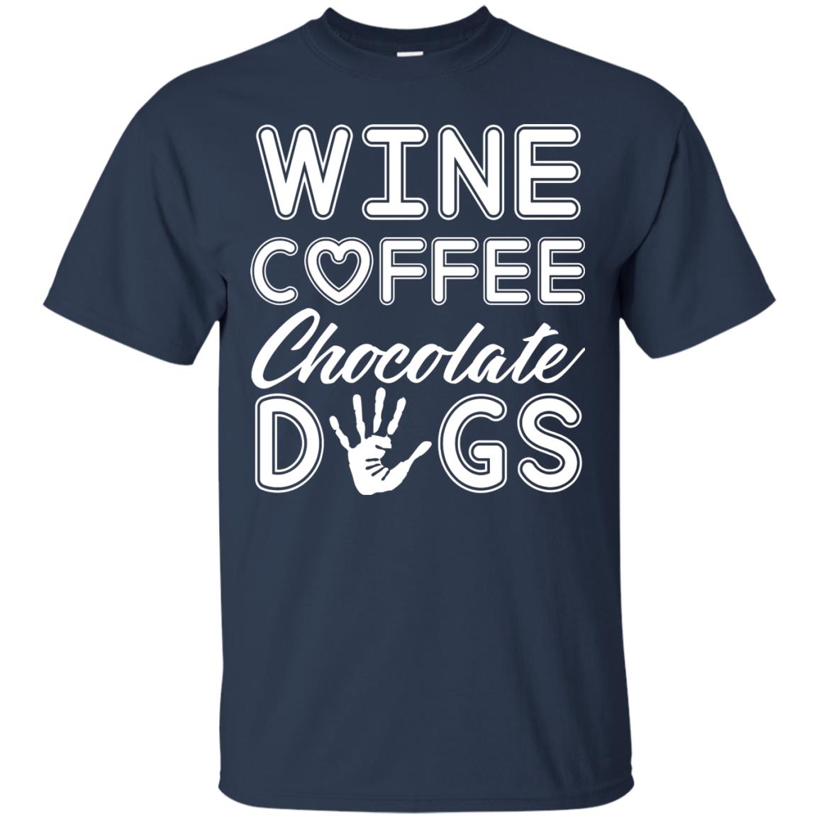 Wine Coffee Chocolate Dogs Family T-shirt Navy