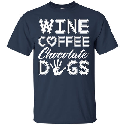 Wine Coffee Chocolate Dogs Family T-shirt Navy