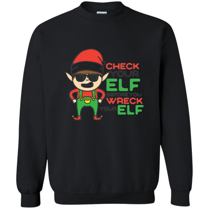 Christmas T-shirt Check Your Elf Before You Wreck Your Elf Black