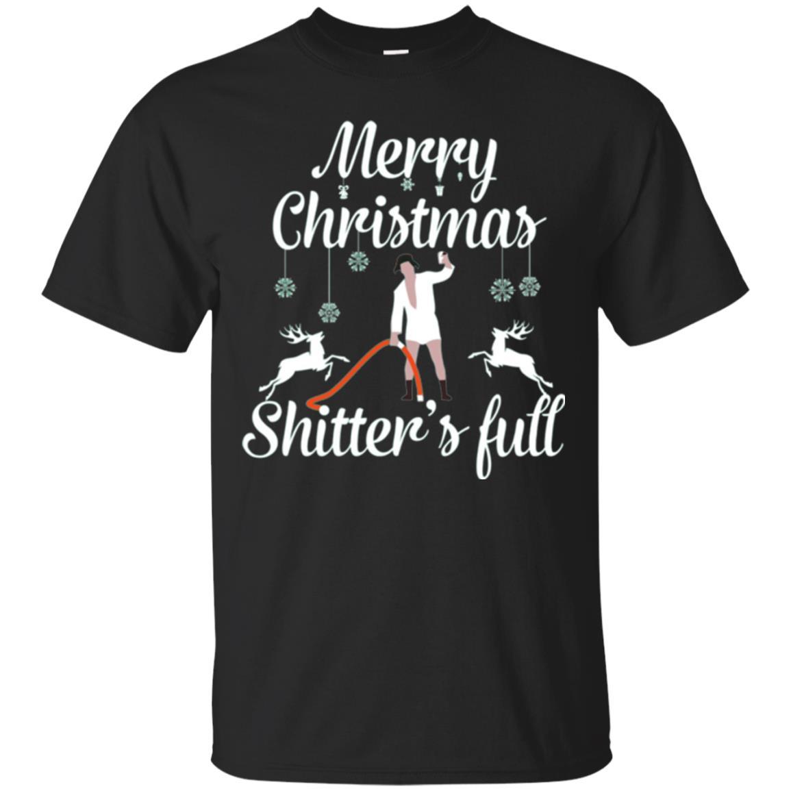Christmas T-shirt Reindeer Merry Christmas Shitter's Full Black