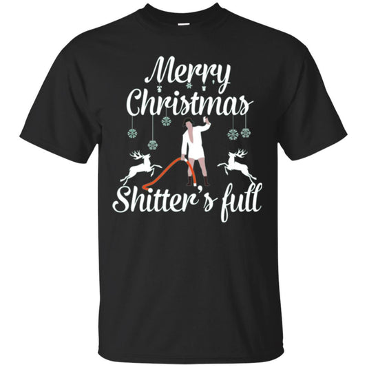 Christmas T-shirt Reindeer Merry Christmas Shitter's Full Black
