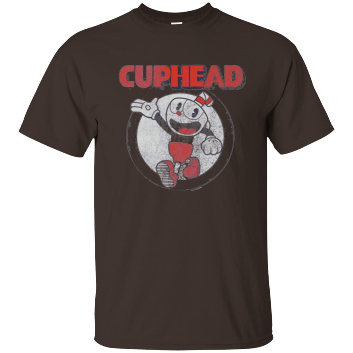 Cuphead T-shirt Cuphead Waving Circle Portrait Dark Chocolate