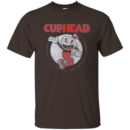 Cuphead T-shirt Cuphead Waving Circle Portrait Dark Chocolate
