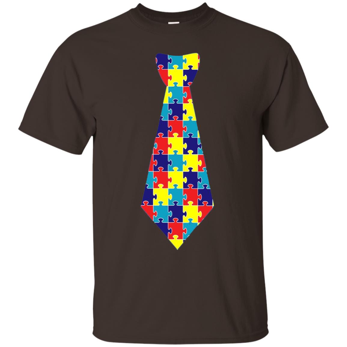 Autism Awareness T-shirt Puzzle Neck Tie 2018 Dark Chocolate
