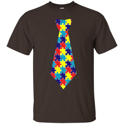 Autism Awareness T-shirt Puzzle Neck Tie 2018 Dark Chocolate
