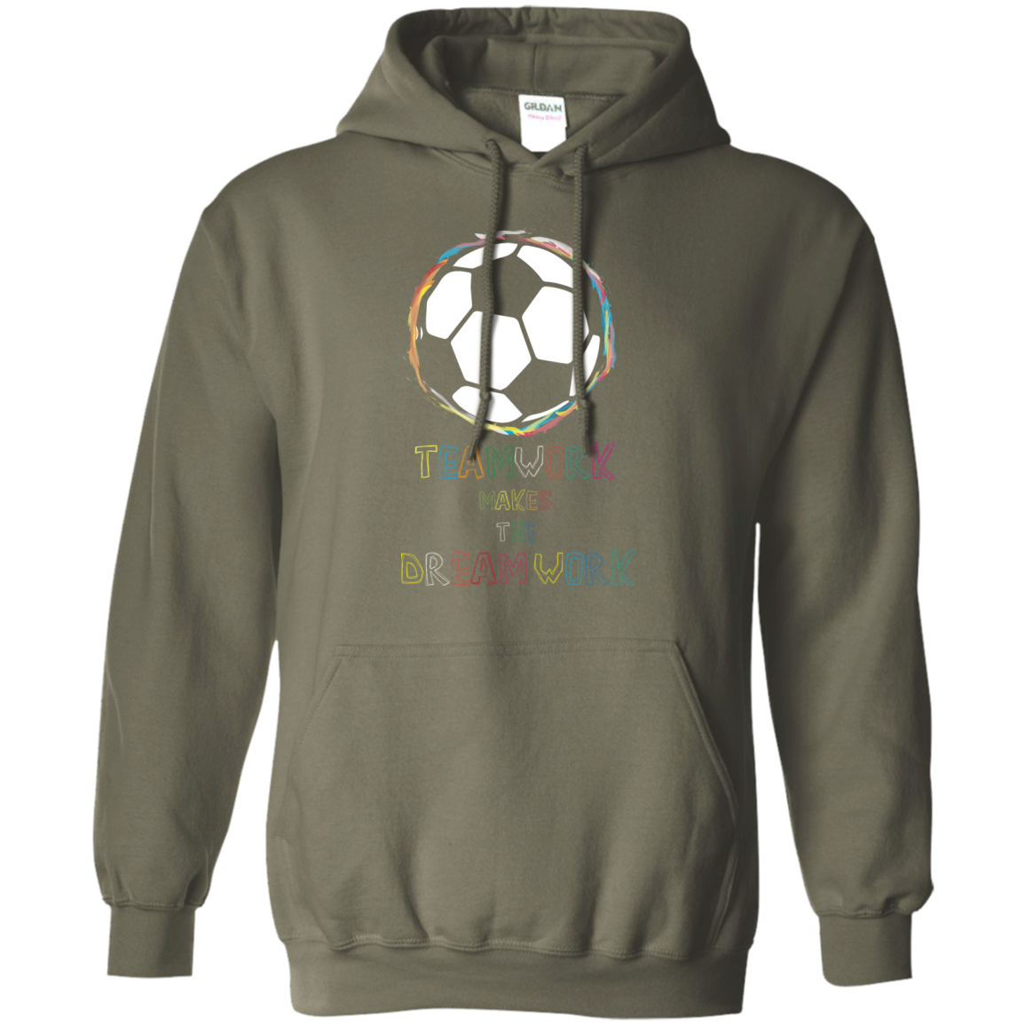 Soccer T-shirt Teamwork Makes The Dreamwork Military Green
