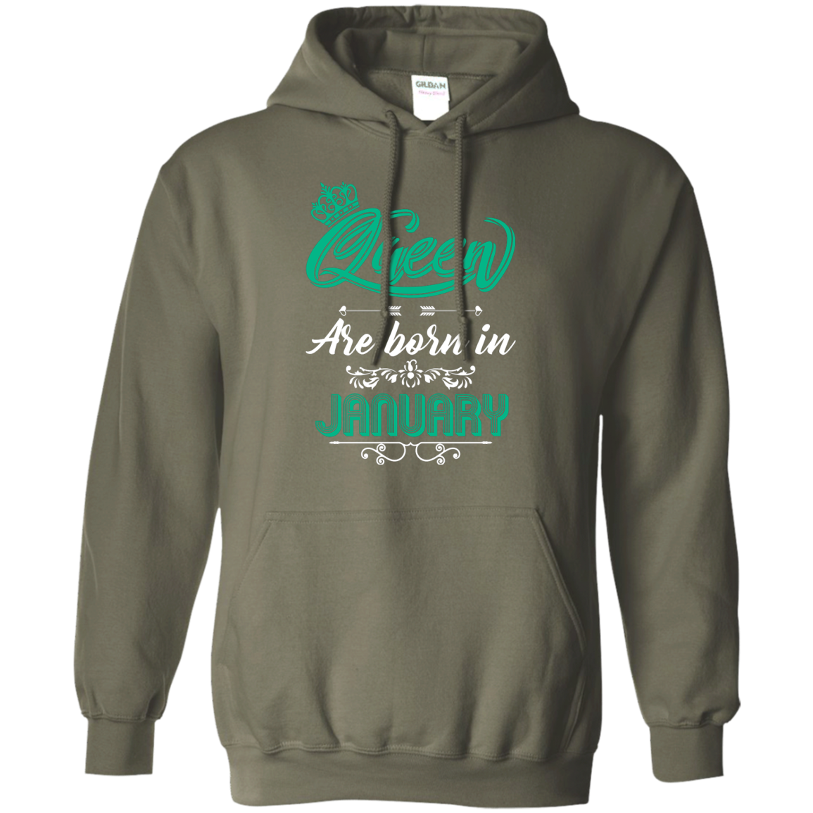 Brithday T-Shirt Queen Are Born In January Military Green