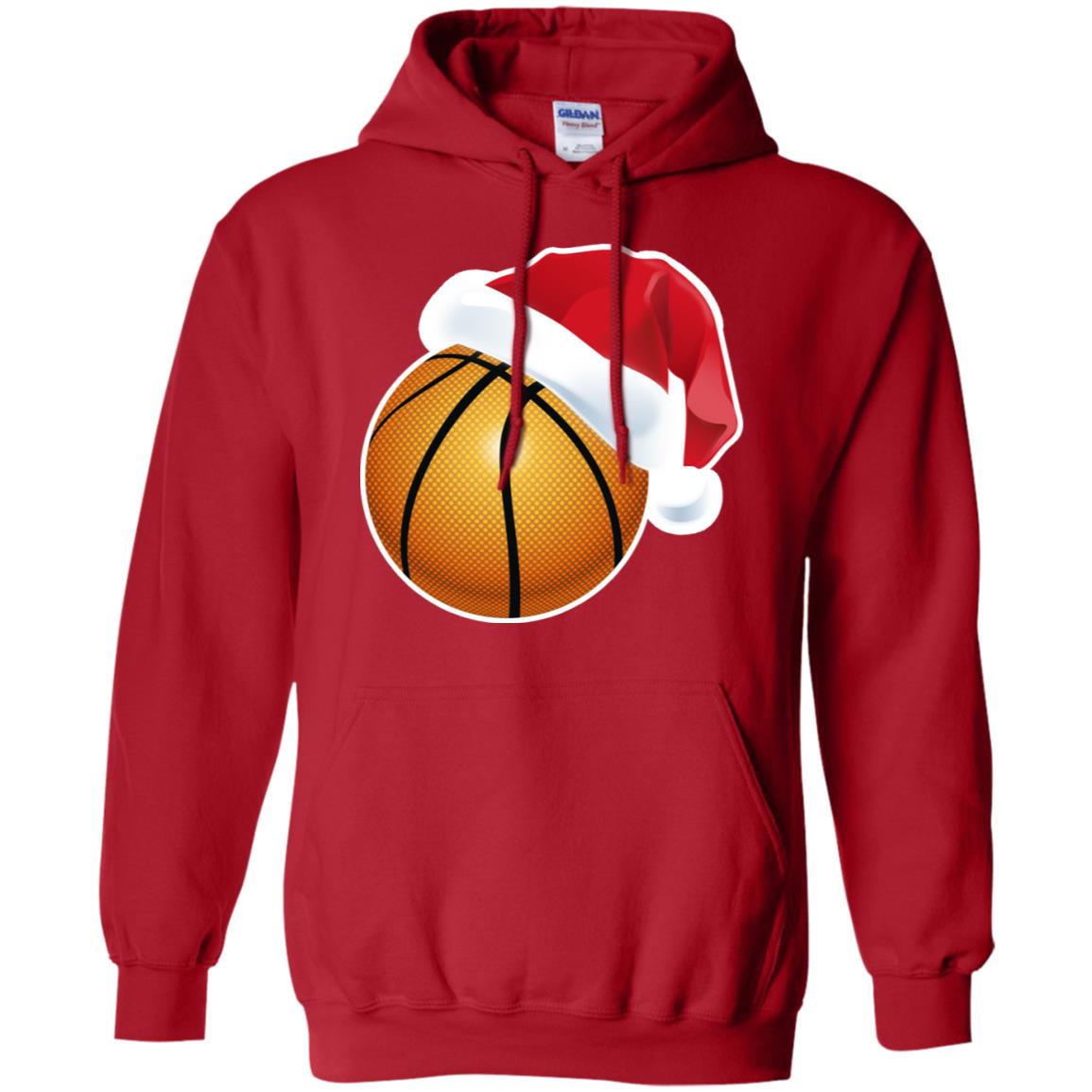 Basketball With Santa Claus Hat X-mas Shirt For Basketball Lovers Red