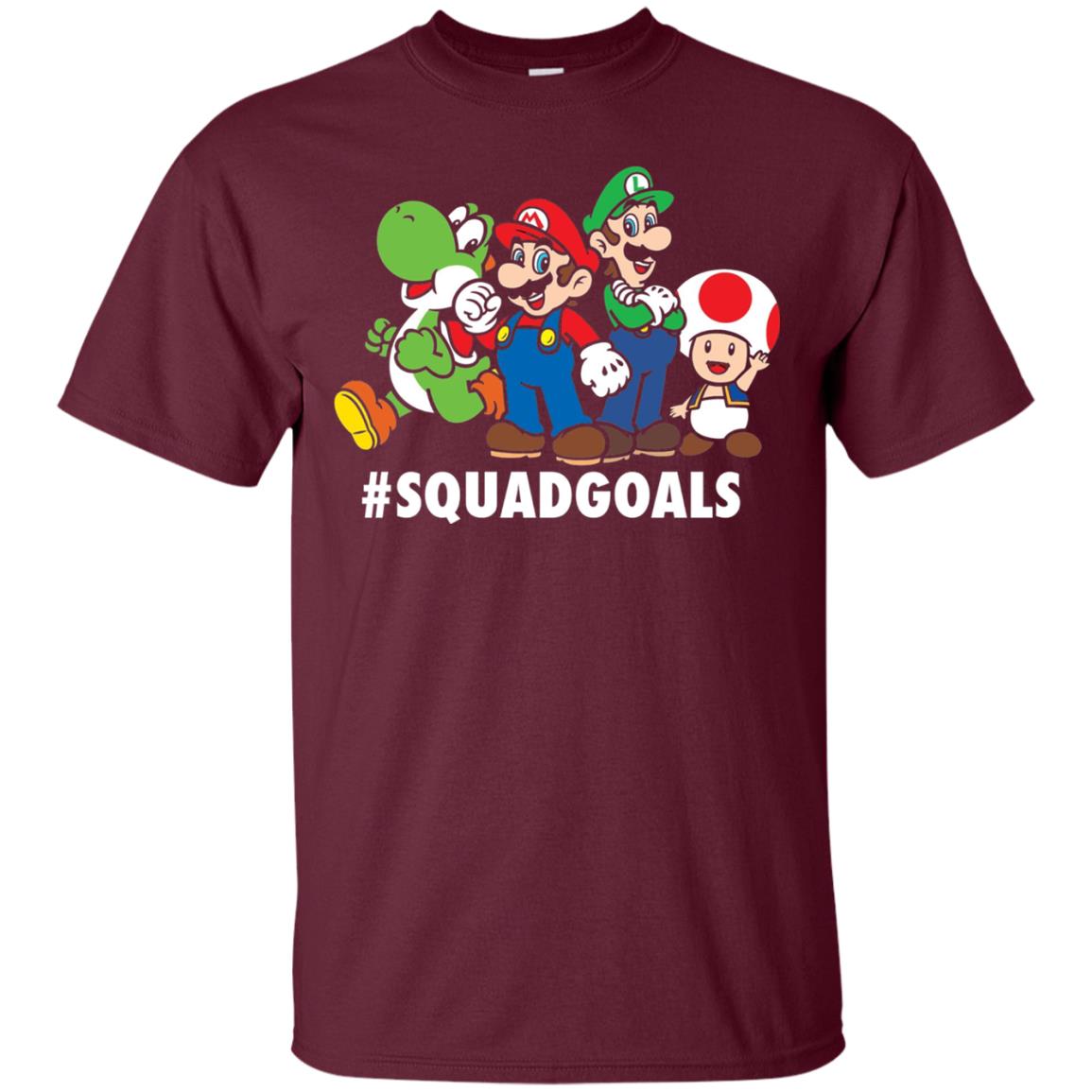 Nintendo Super Mario Luigi #squadgoals Gamer T-shirt Maroon