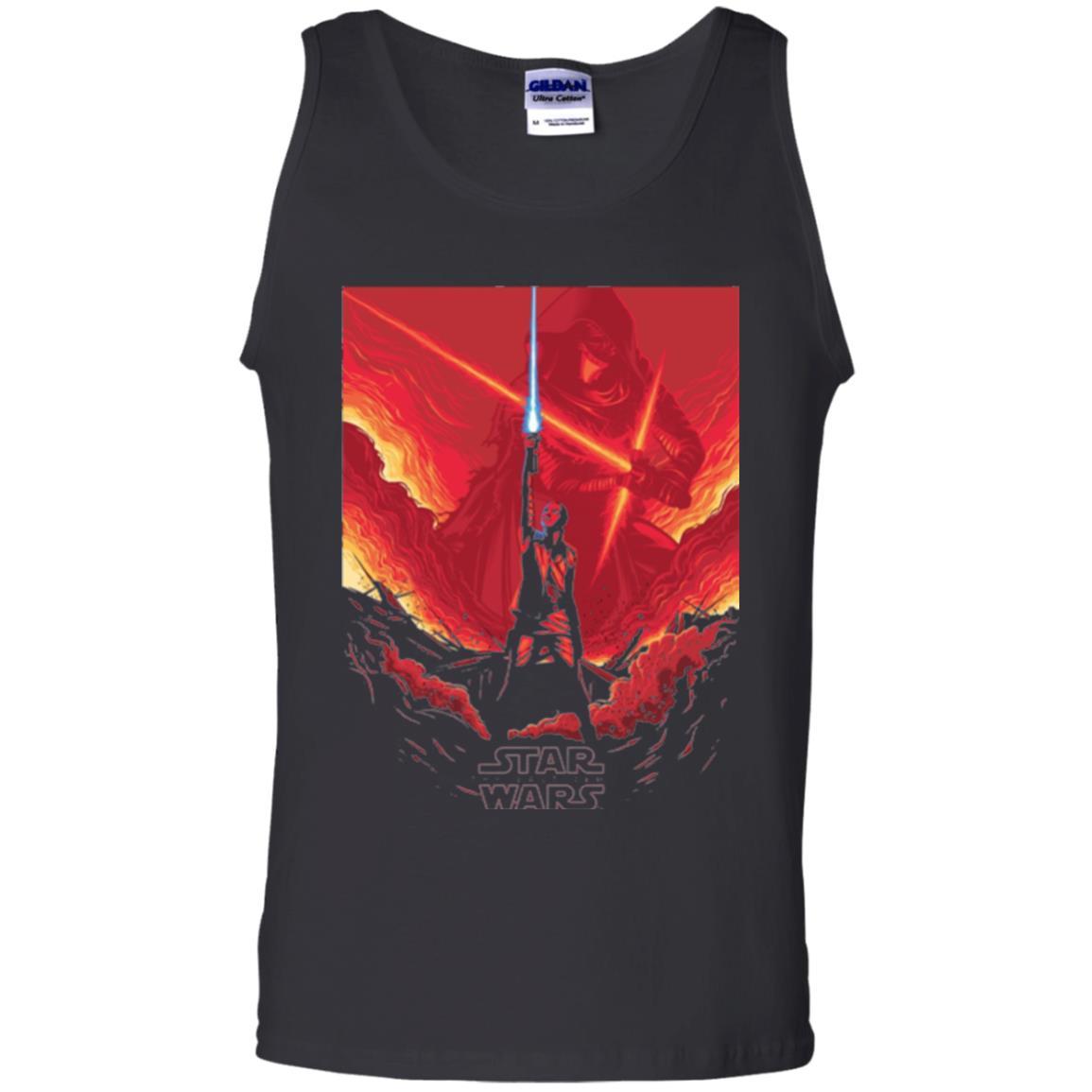 Film T-shirt Star Wars Last Jedi Rey Saber Reach Red Poster Black