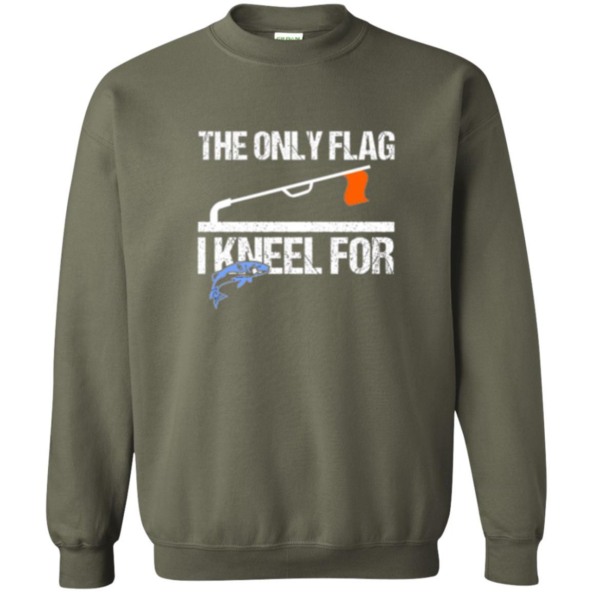 Fisherman T-shirt Ice Fishing Tip Up Flag T-shirt Military Green