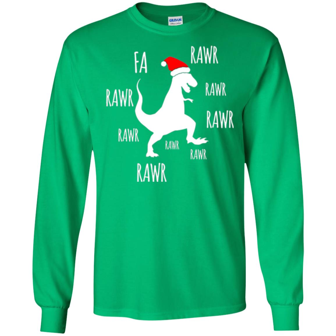 Christmas T-shirt Fa Rawr Rawr Funny T-rex Dinosaur Irish Green