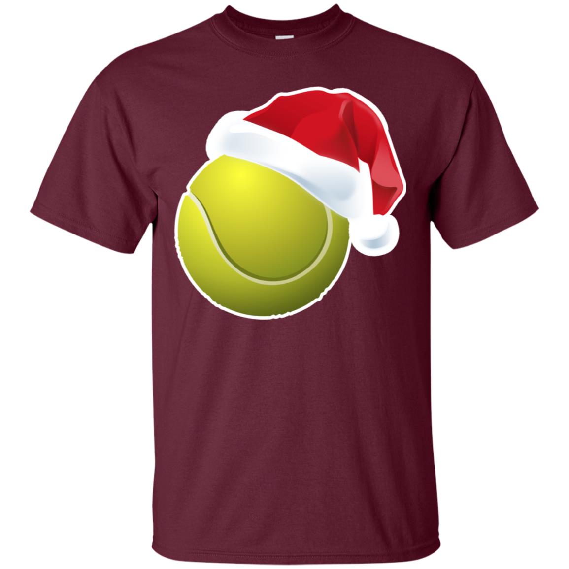 Tennis With Santa Claus Hat X-mas Shirt For Tennis Lovers Maroon