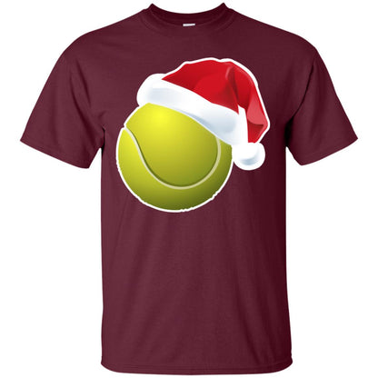 Tennis With Santa Claus Hat X-mas Shirt For Tennis Lovers Maroon