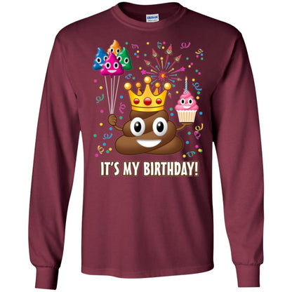 Poop Emoji T-shirt It_s My Birthday Maroon