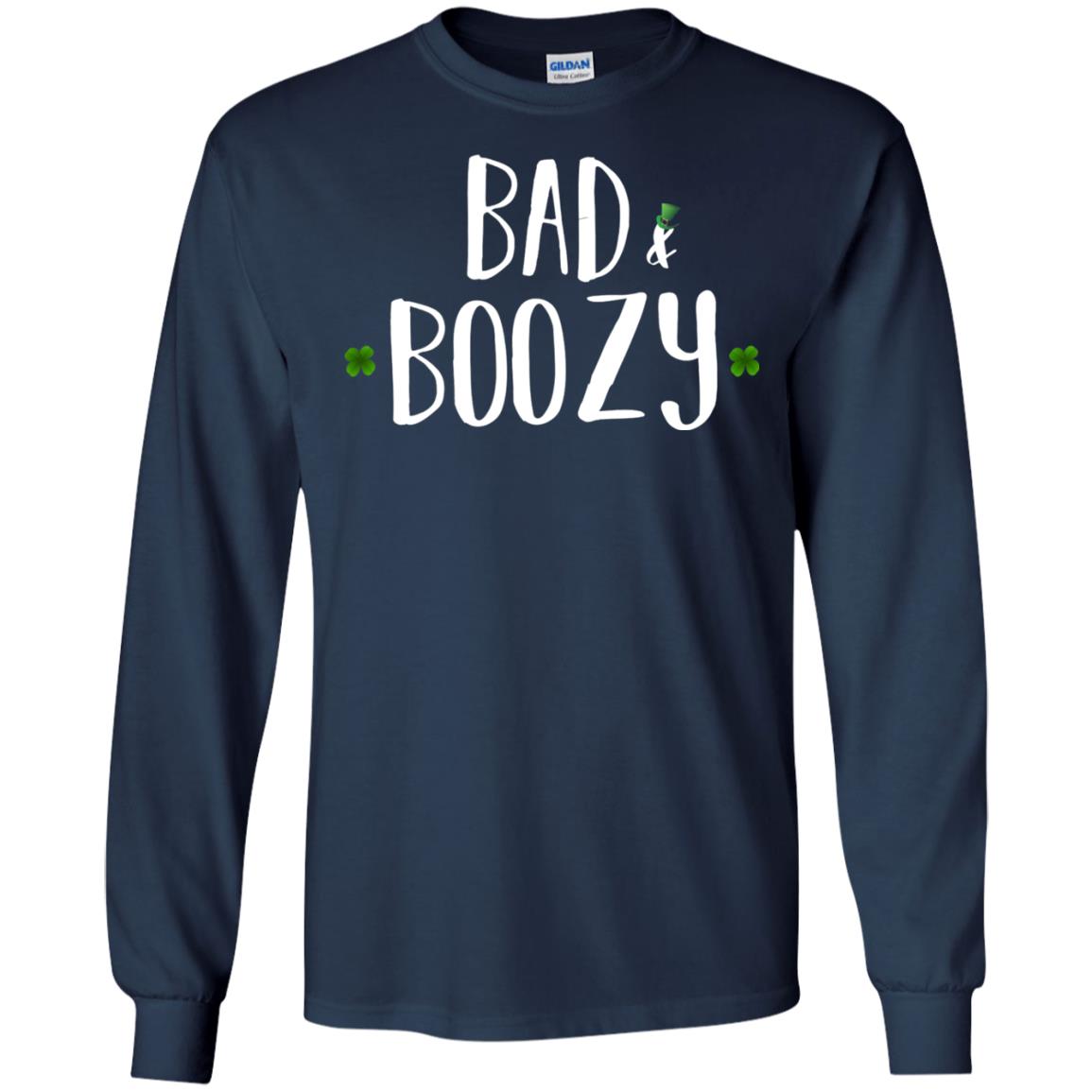 Bad And Boozy Funny Saint Patrick Day T-shirt Navy