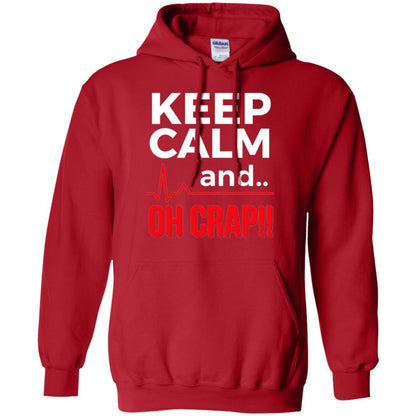 Funny Emergency Room T-shirt Keep Calm Oh Crap Flatline Red