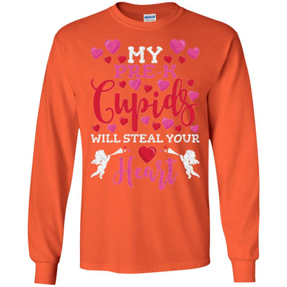 Teacher Valentines Day Shirt My Pre-k Cupids Will Steal Your Heart Orange