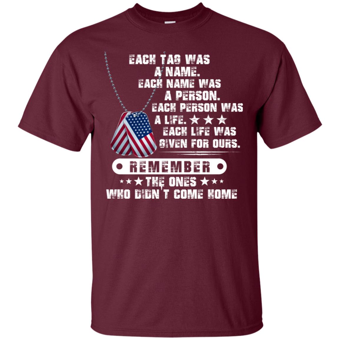 Each Tag Was A Name. Each Name Was A Person. Each Person Was A Life Shirt Maroon