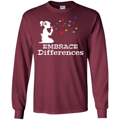 Embrace Differences Autism Awareness T-shirt Maroon