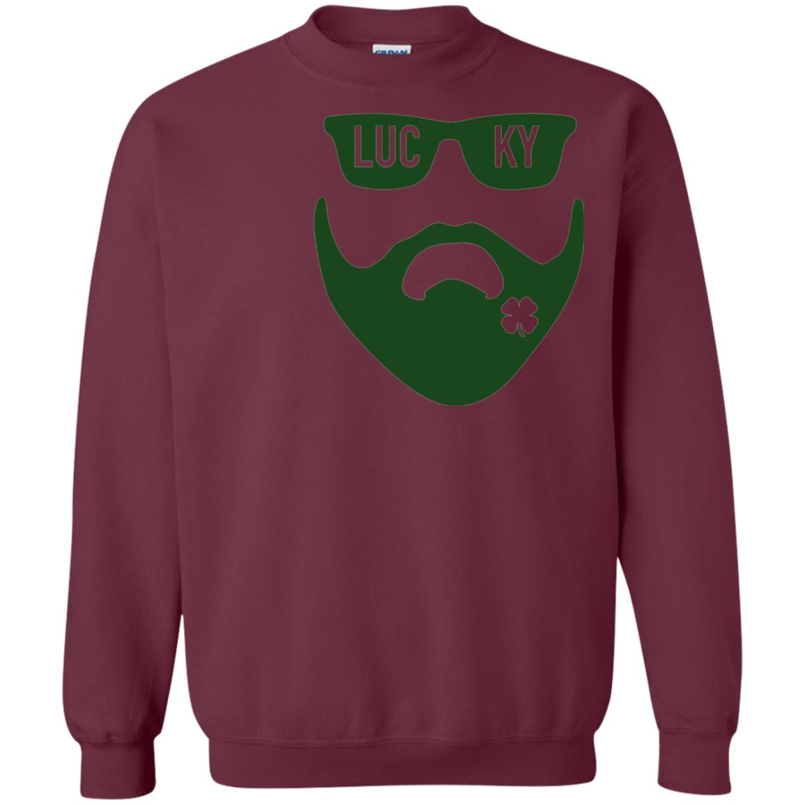 Green Bearded Clover Lucky Charm St. Patrick_s Day T-shirt Maroon